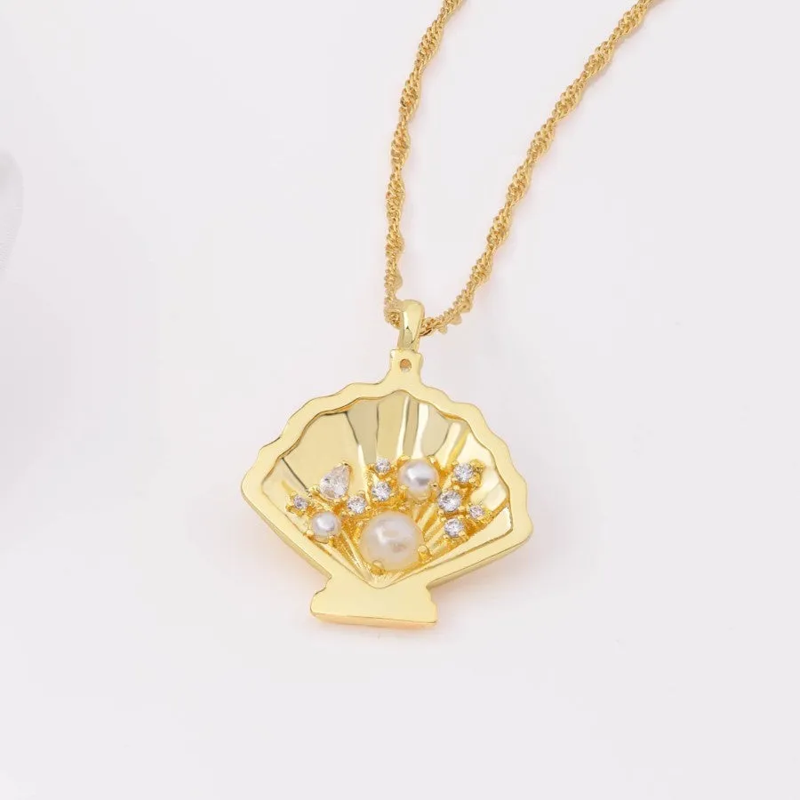 Sundaze Shell Gold Necklace sold by Wanderlust and Co