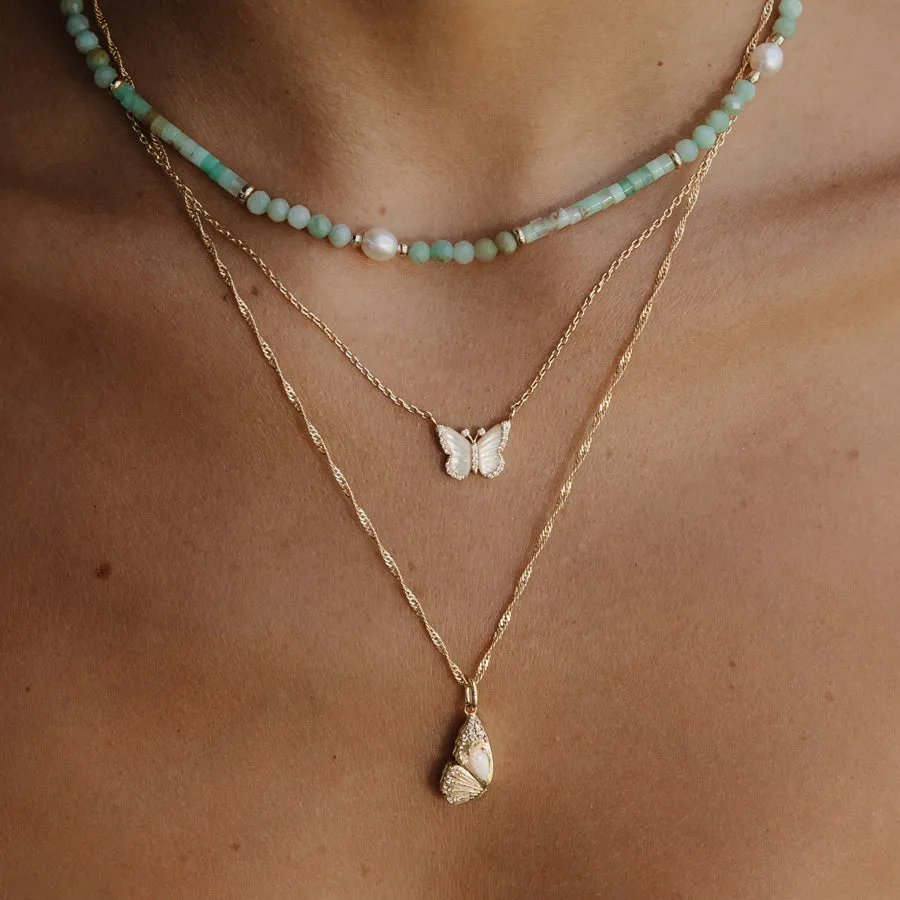 Butterfly Opal Gold Locket Necklace sold by Wanderlust and Co product image thumbnail 4