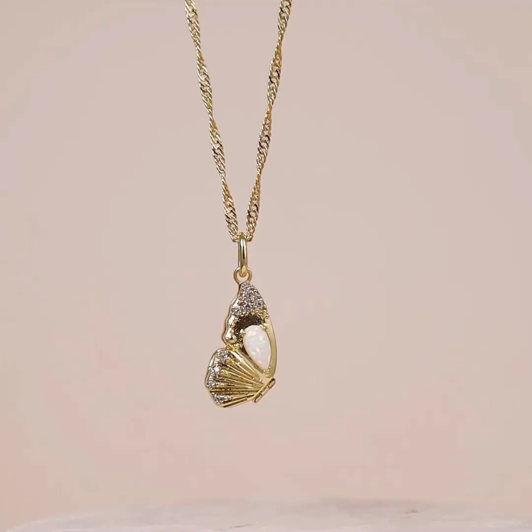 Butterfly Opal Gold Locket Necklace sold by Wanderlust and Co product image thumbnail 3