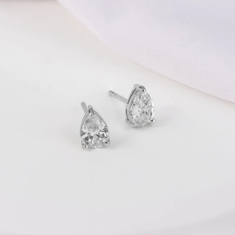 Teardrop Silver Stud Earrings sold by Wanderlust and Co