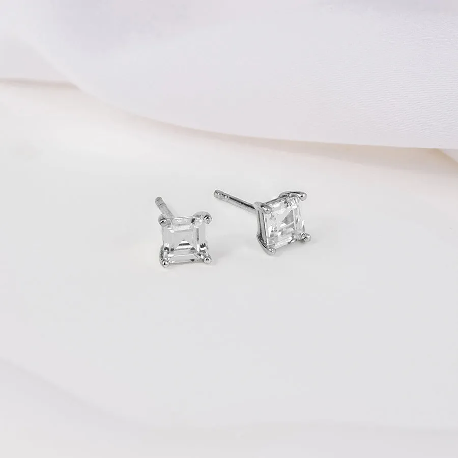 Princess Silver Stud Earrings sold by Wanderlust and Co