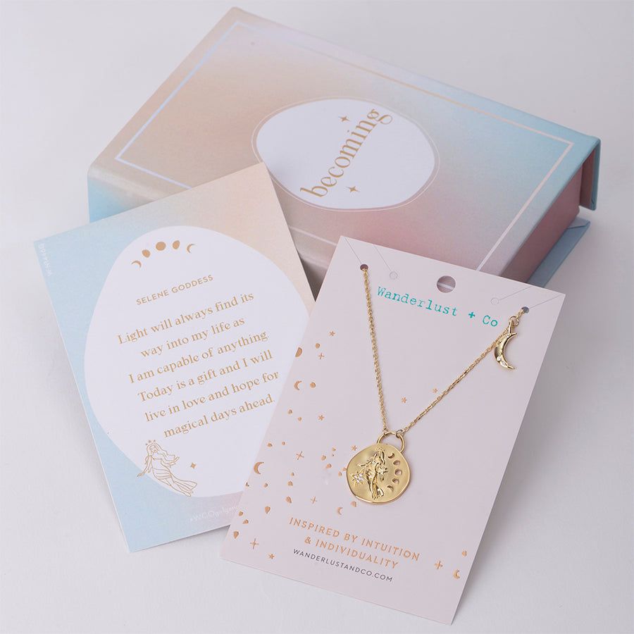 Selene Goddess Luna Gold Necklace sold by Wanderlust and Co product image thumbnail 5