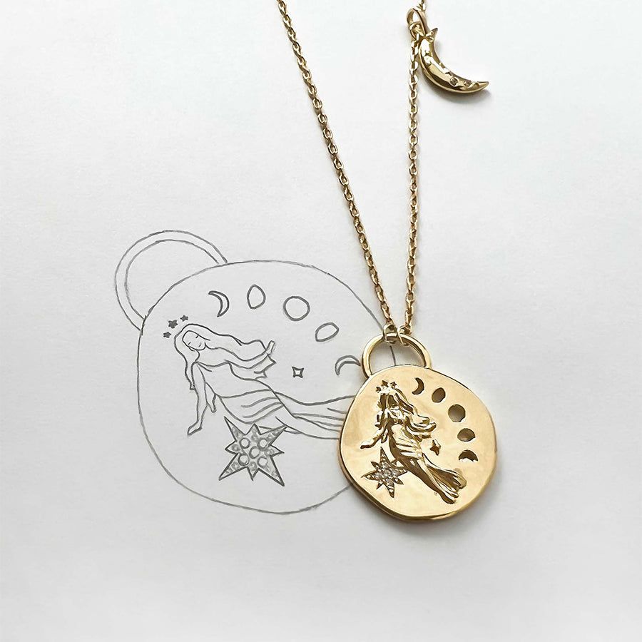 Selene Goddess Luna Gold Necklace sold by Wanderlust and Co product image thumbnail 4