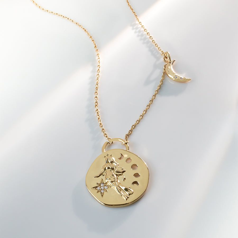 Selene Goddess Luna Gold Necklace sold by Wanderlust and Co