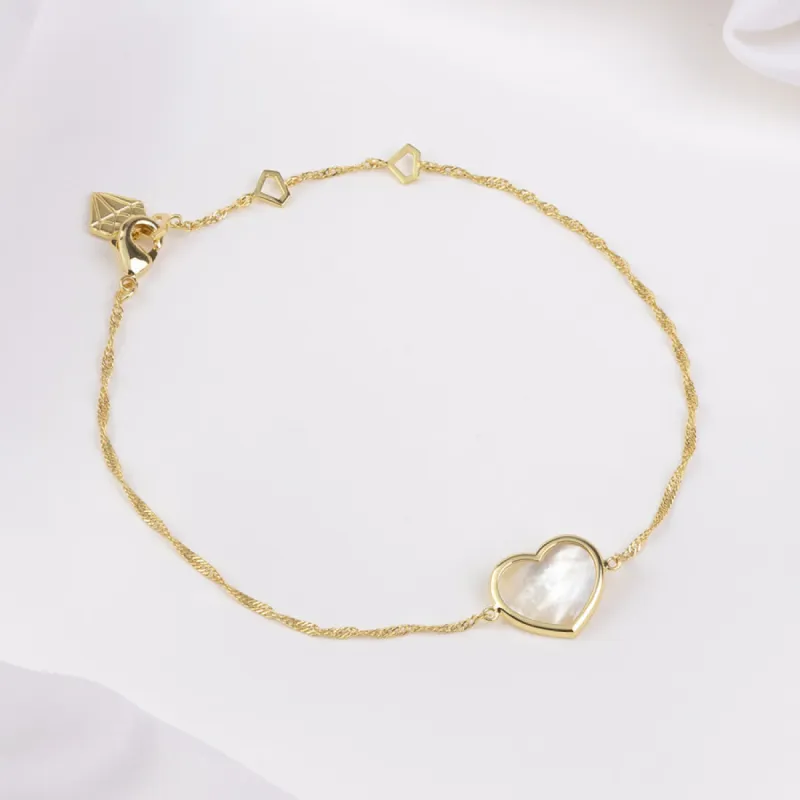 Heart Pearl & Gold Bracelet sold by Wanderlust and Co