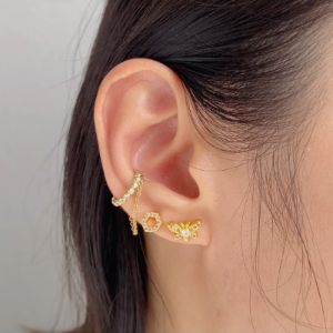 Butterfly Pave Gold Flat Back Earring sold by Wanderlust and Co