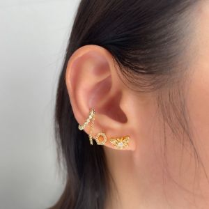 Butterfly Pave Gold Flat Back Earring sold by Wanderlust and Co