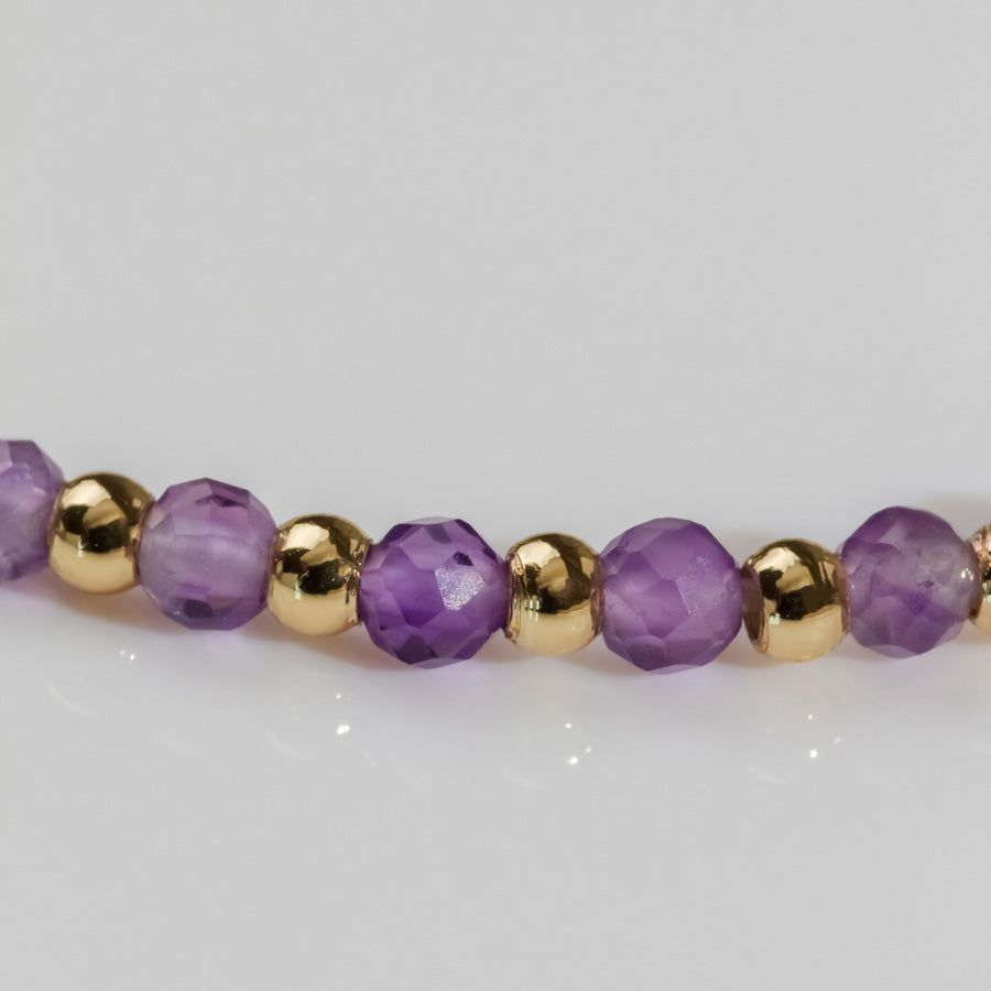 Amethyst Gemstone Gold Beaded Sliding Bracelet sold by Wanderlust and Co product image thumbnail 3
