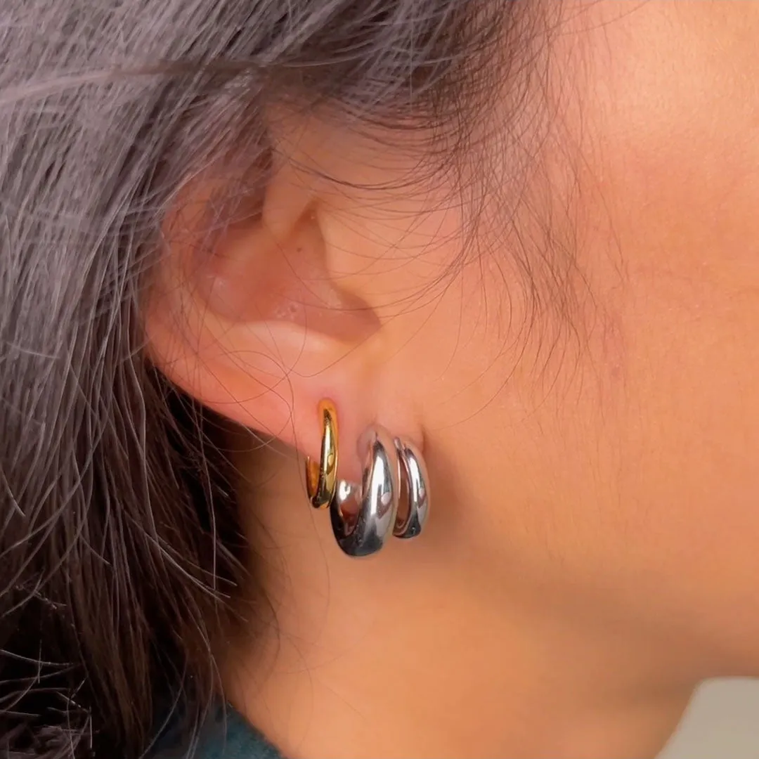 Hailey Double Nano Hoop 9mm Silver Earrings sold by Wanderlust and Co product image thumbnail 3