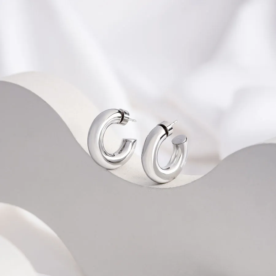 Hailey Petite Hoop 11mm Silver Earrings sold by Wanderlust and Co