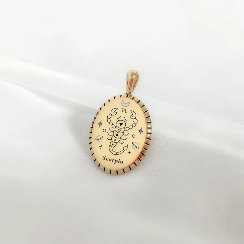 Scorpio Zodiac Enamel 14K Gold Vermeil Pendant sold by Wanderlust and Co