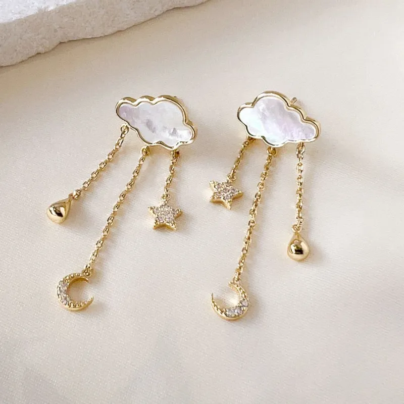 Cumulus Pearl Gold Drop Earrings sold by Wanderlust and Co