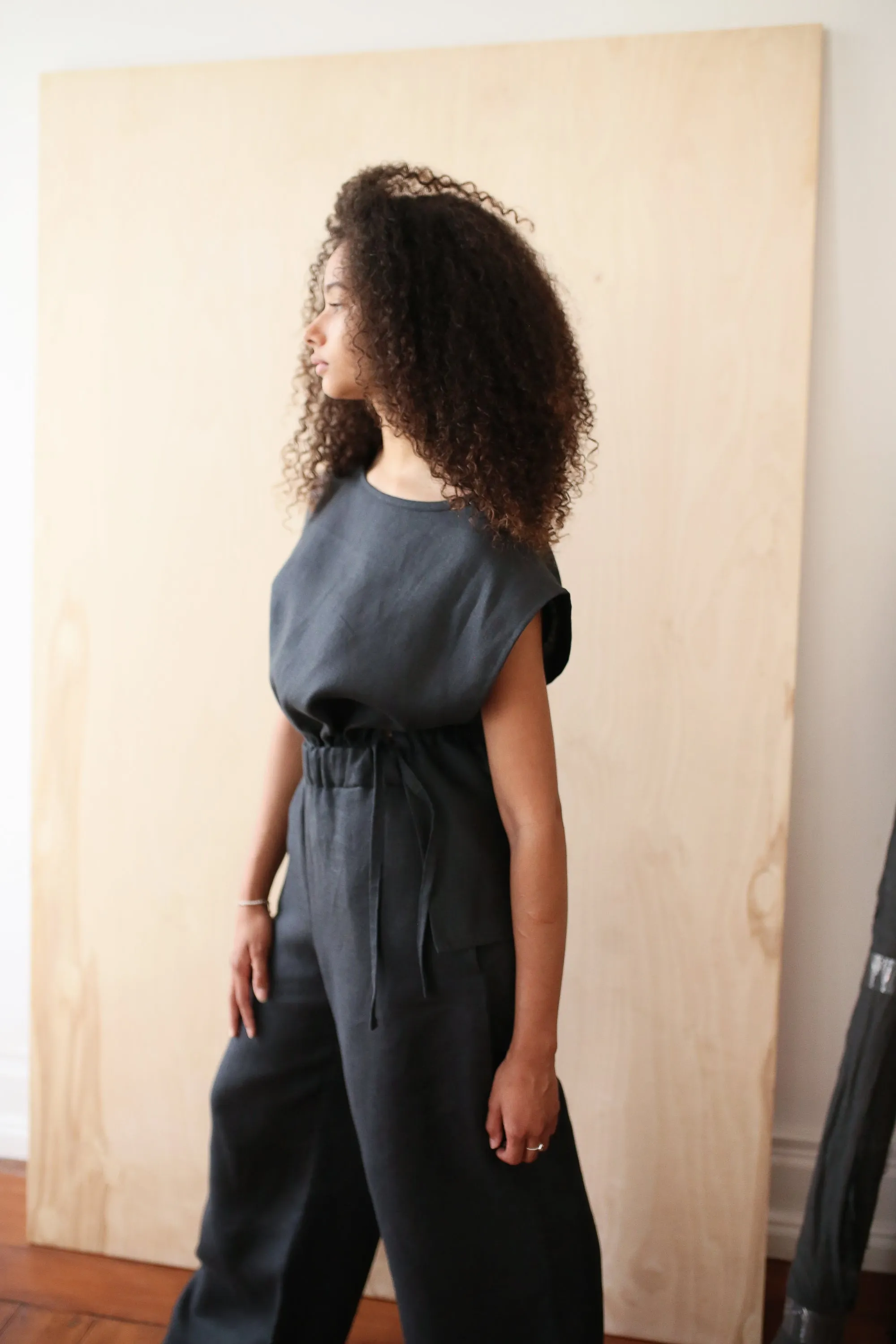 Black Linnen Wideleg Trousers sold by Monkind product image thumbnail 3