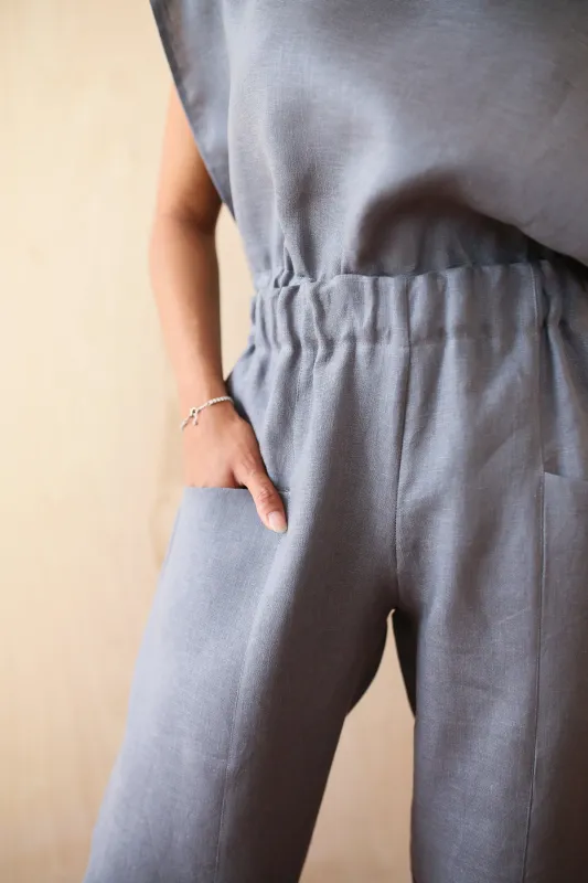 Gray Linnen Pocket Trousers made by Monkind