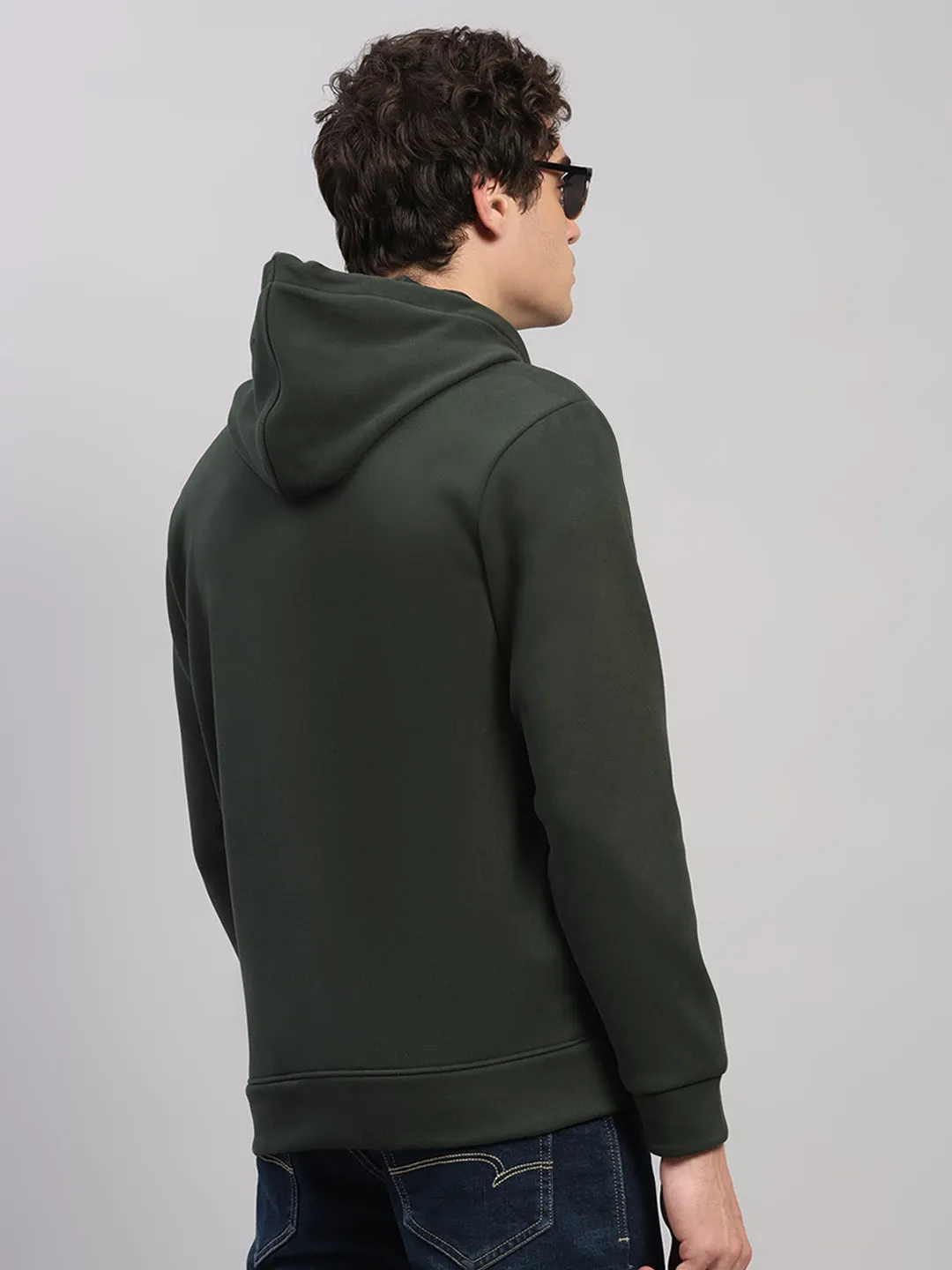 Rock.it Men Olive Solid Hooded Full Sleeve Sweatshirt sold by Monte Carlo product image thumbnail 5