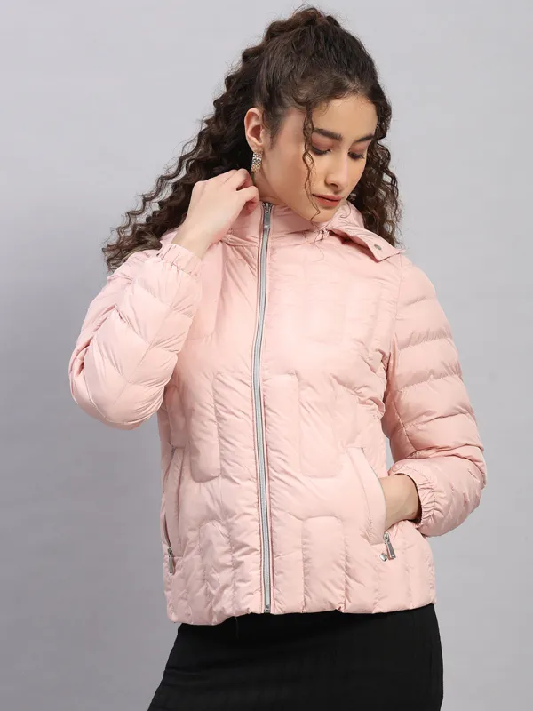 Women Pink Solid Hooded Full Sleeve Jacket sold by Monte Carlo