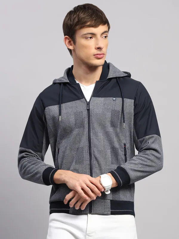 Men Navy Blue Solid Hooded Full Sleeve Sweatshirt sold by Monte Carlo