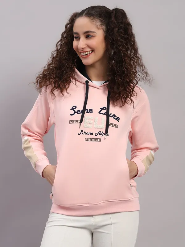 Women Pink Printed Hooded Full Sleeve Sweatshirt sold by Monte Carlo