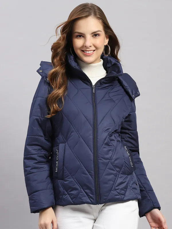 Women Blue Solid Hooded Full Sleeve Jacket sold by Monte Carlo