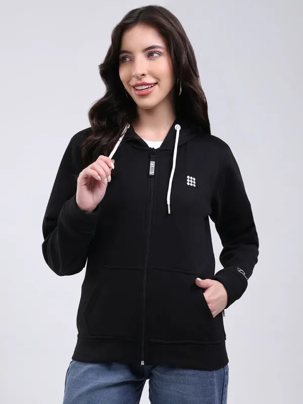 Rock.it Women Black Solid Hooded Full Sleeve Sweatshirt sold by Monte Carlo
