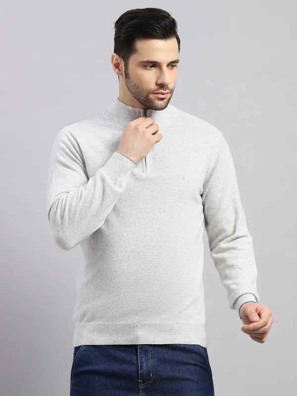 Luxuria Men Light Grey Solid Collar Full Sleeve Pullover sold by Monte Carlo