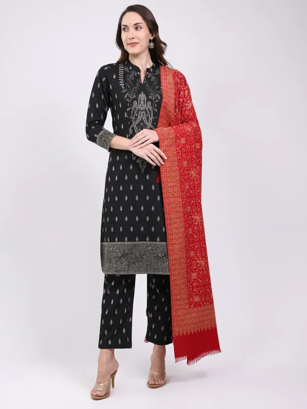 Women Red Printed Wool Blend Shawl sold by Monte Carlo