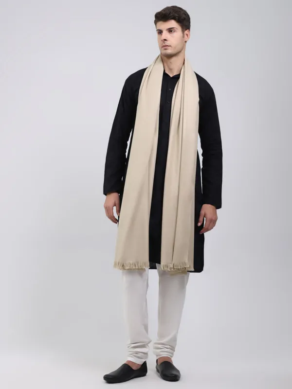 Men Beige Solid Wool Blend Lohi Shawl sold by Monte Carlo