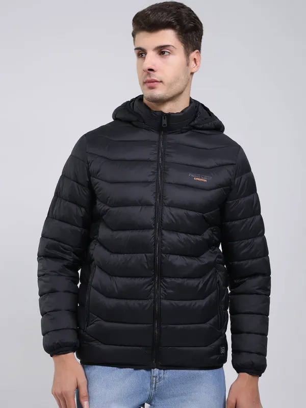 Men Black Solid Hooded Full Sleeve Heating Jacket sold by Monte Carlo