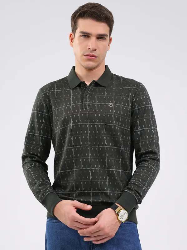 Men Green Stripe Collar Full Sleeve Winter T-Shirt sold by Monte Carlo