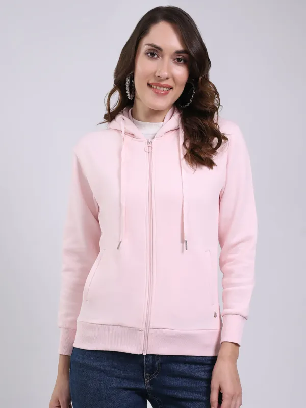 Women Pink Printed Hooded Full Sleeve Sweatshirt sold by Monte Carlo