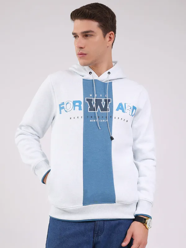 Men Blue Printed Hooded Full Sleeve Sweatshirt sold by Monte Carlo
