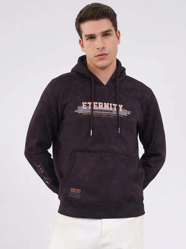 Men Purple Printed Hooded Full Sleeve Sweatshirt sold by Monte Carlo