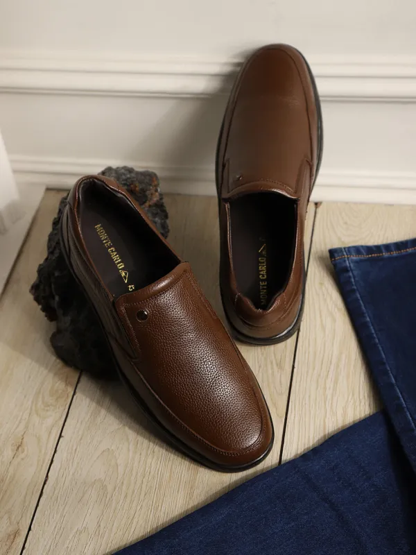 Monte Carlo Brown Comfort Slip on Formal Shoes for Men sold by Monte Carlo