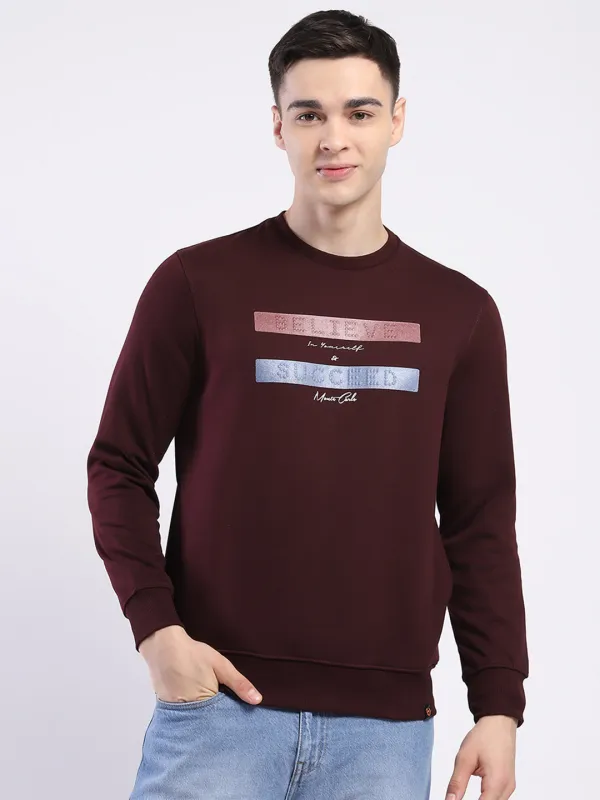 Men Maroon Solid Round Neck Full Sleeve Sweatshirt sold by Monte Carlo