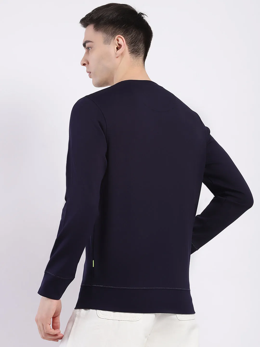 Men Navy Blue Printed Round Neck Full Sleeve Sweatshirt sold by Monte Carlo product image thumbnail 5