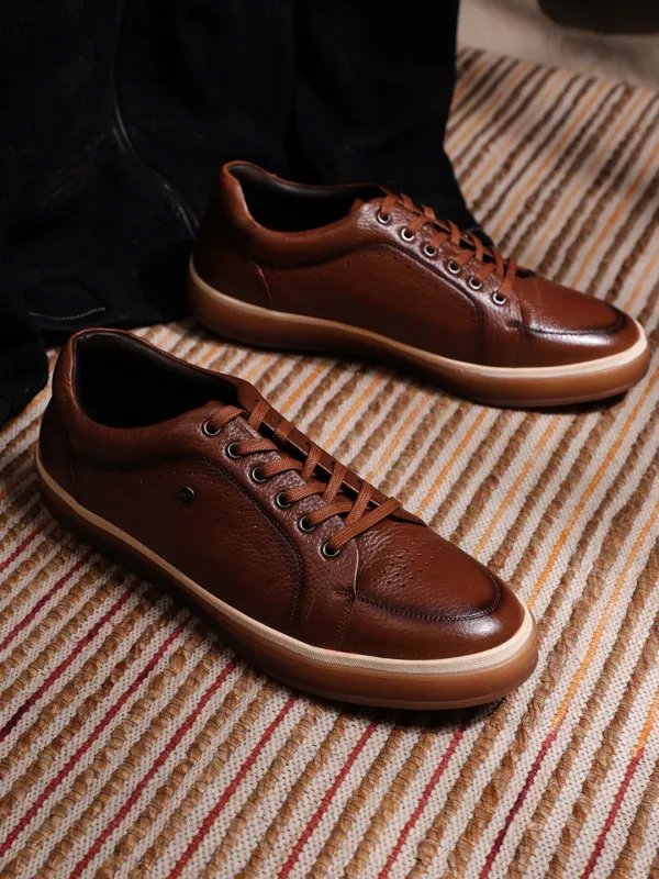 Men Tan Casual Lace Up Genuine Leather Sneaker sold by Monte Carlo