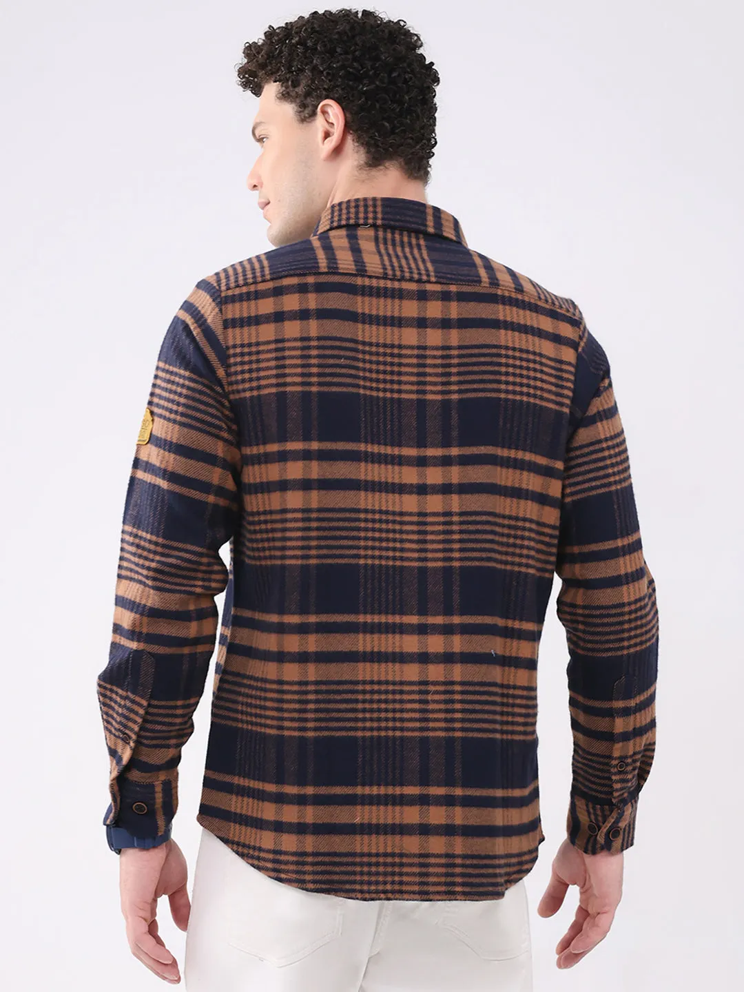 Men Brown Check Collar Full Sleeve Shirt sold by Monte Carlo product image thumbnail 5