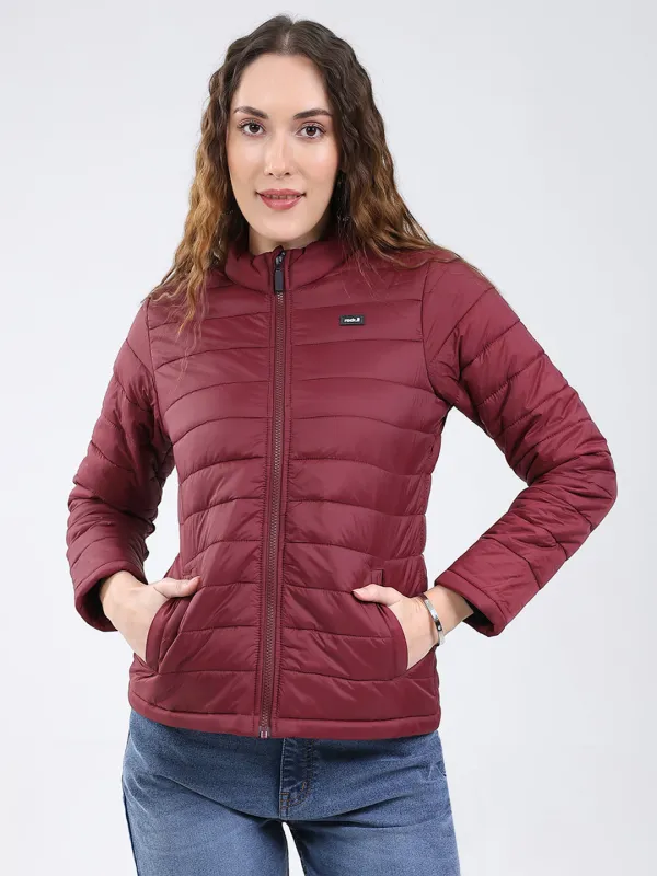 Rock.it Women Maroon Solid Collar Full Sleeve Jacket sold by Monte Carlo