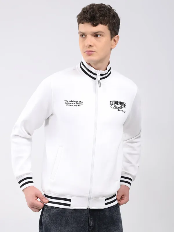 Rock.it Men White Embroidered T Neck Full Sleeve Sweatshirt sold by Monte Carlo