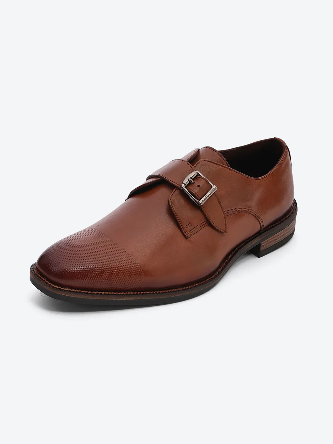 Men Brown Elastic Leather Formal Monks sold by Monte Carlo product image thumbnail 3
