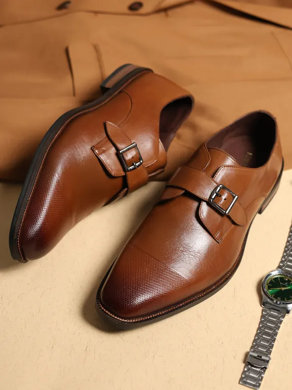 Men Brown Elastic Leather Formal Monks sold by Monte Carlo