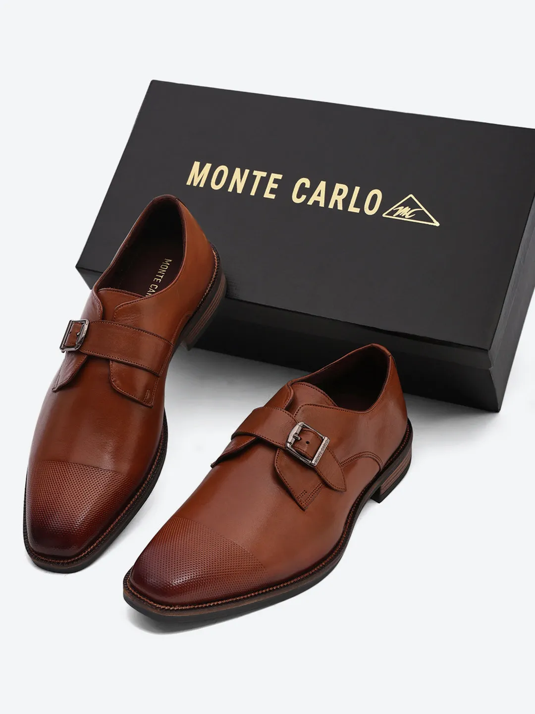 Men Brown Elastic Leather Formal Monks sold by Monte Carlo product image thumbnail 2