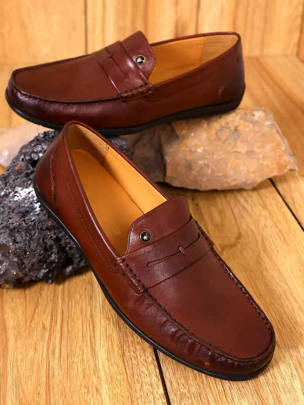 Men Brown Slip on Genuine Leather Loafers sold by Monte Carlo