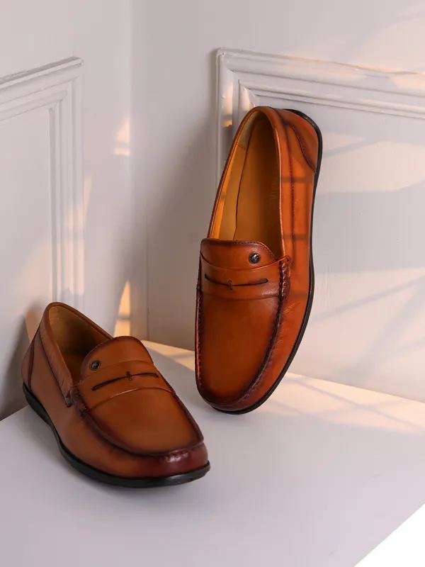 Men Tan Slip on Genuine Leather Loafers sold by Monte Carlo