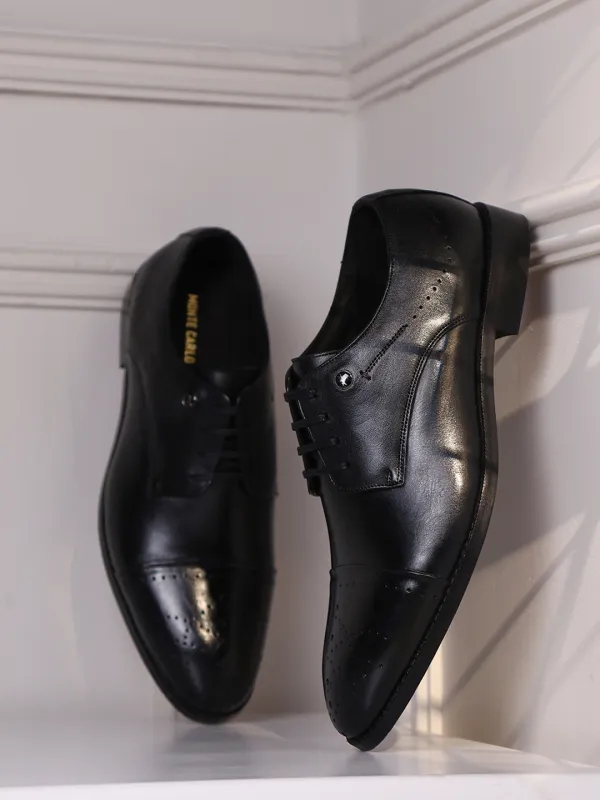 Men Black Lace Up Genuine Leather Formal Shoes sold by Monte Carlo