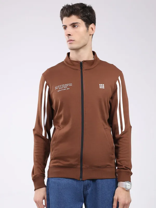 Rock.it Men Brown Printed Mock Neck Full Sleeve Sweatshirt sold by Monte Carlo