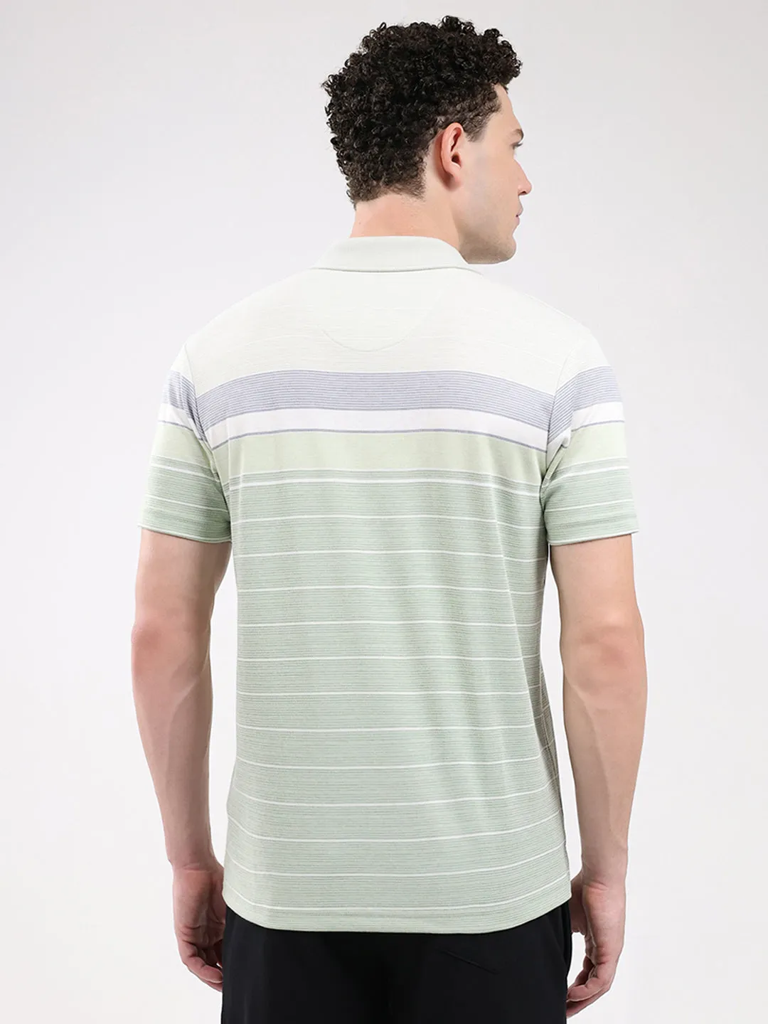 Men Green Stripe Collar Half Sleeve T-Shirt sold by Monte Carlo product image thumbnail 5