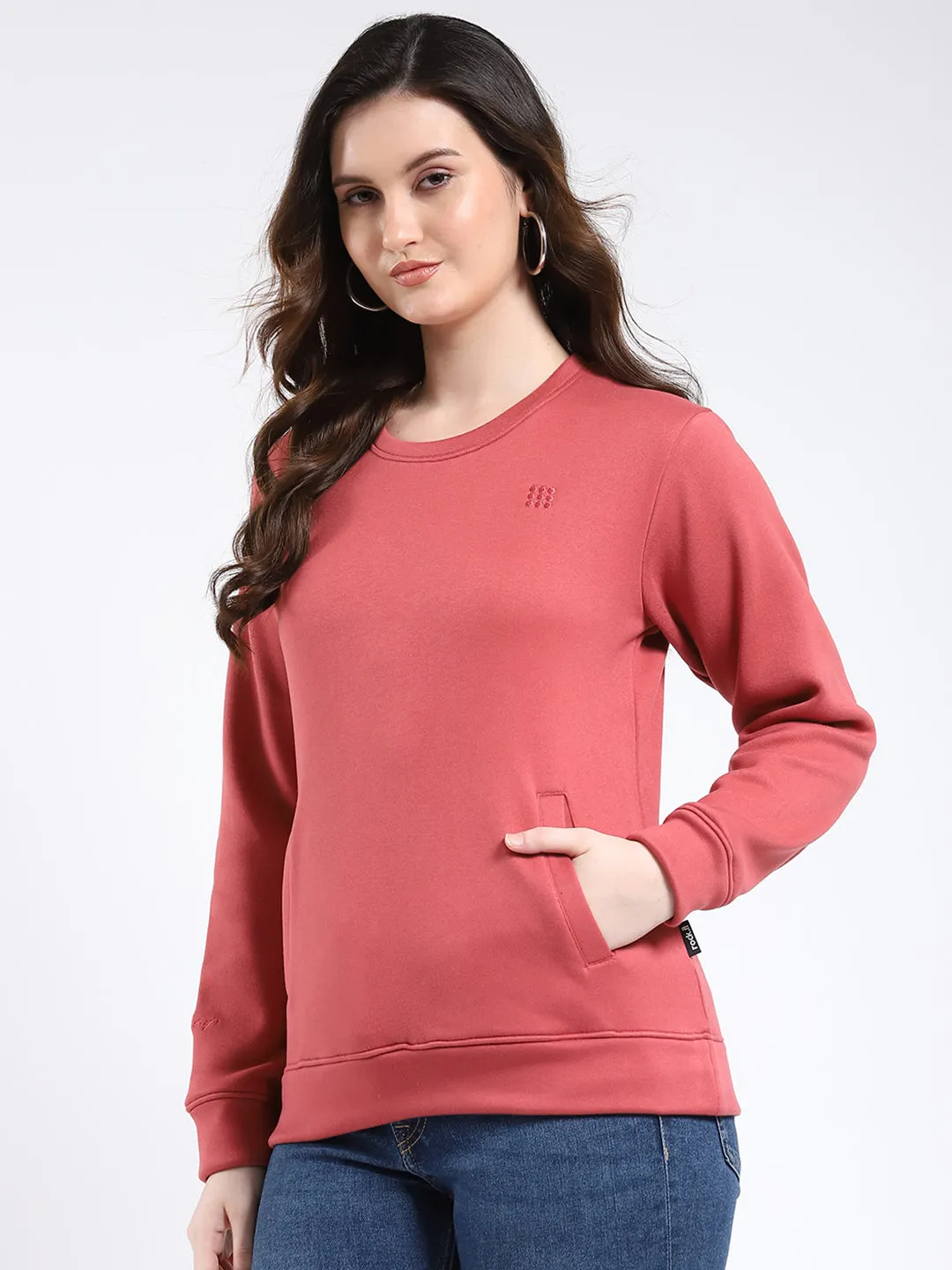 Rock.it Women Orange Solid Round Neck Full Sleeve Sweatshirt sold by Monte Carlo product image thumbnail 3