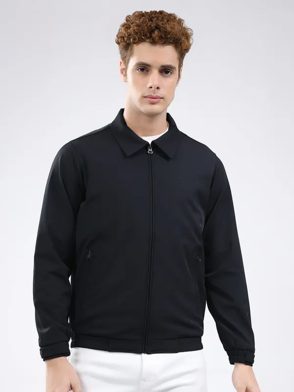 Men Black Solid Collar Full Sleeve Jacket sold by Monte Carlo