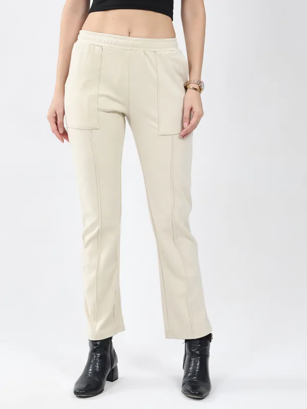 Women Cream Solid Regular Fit Winter Lower made by Monte Carlo